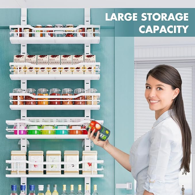 Eastherry Over The Door Pantry Organizer，9-Tier Over The Door Organizer with Adjustable Basket，Metal Hanging Pantry Organizers and Storage for Kitchen, Back of Door Seasoning Rack (Pack of 2) - Image 7