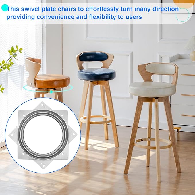 10 Pack Square Rotating Plate 500 lbs Capacity 6 Inch Lazy Susan Turntable Hardware Square Plate Bearings Swivel Plates for Serving Trays, 360° Chair, Cabinet, Craft Project - Image 5