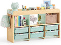 Toy Storage Organizer with 6 White Bins - Wooden Playroom Storage Cabinet for Toys, Books & Art Supplies, Green by APEXCHASER