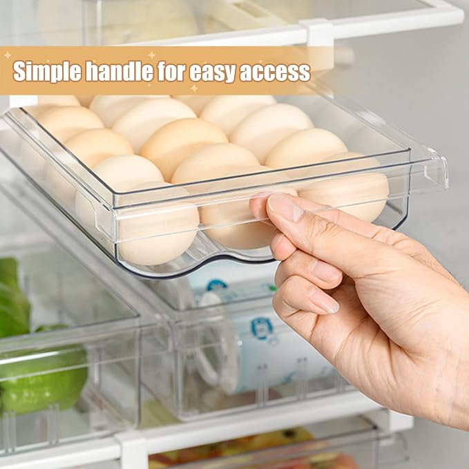 Egg Holder For Refrigerator，Mini Fridge Drawer Organizer Egg Storage Bin Clear Egg Tray Clear Plastic Storage Container - Image 4