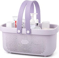 Portable Shower Caddy Basket with Handles Plastic Storage Basket ‌Purple | Sturdy Drainage Large Capacity Organizer Basket with Silicone Handles for Bathroom Kitchen Bedroom College Dorm Essentials by JiatuA