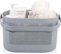 Plastic Portable Shower Caddy Basket, Storage Organizer with Handle, Gray | Bottom Drain Holes, Keep Dry, Sturdy and Durable, Easy to Carry for Bathroom, Kitchen, Dorm Room, RV, College by UUJOLY