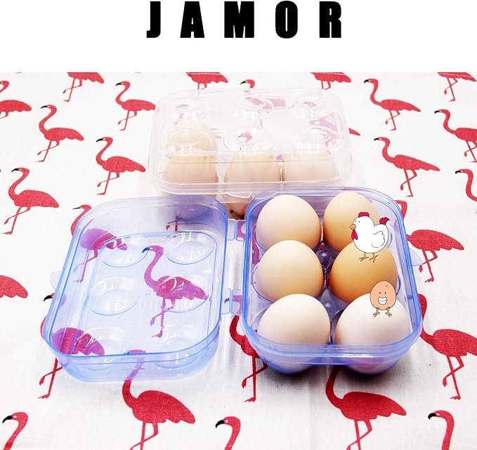 JAMOR 6 Grid Egg Storage Box Refrigerator Crisper Egg Protection Box Portable Egg Carriage Container For Camping Picnic Essential (White) - Image 5