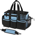 SCAVATA Wearable Cleaning Caddy, Cleaning Caddy Supplies Organizer with Handle & Shoulder Straps for Housekeepers, Under Sink & Car Cleaning Tool Organizers Bag with 4 Foldable Divider (Blue) by Tidyyourlife