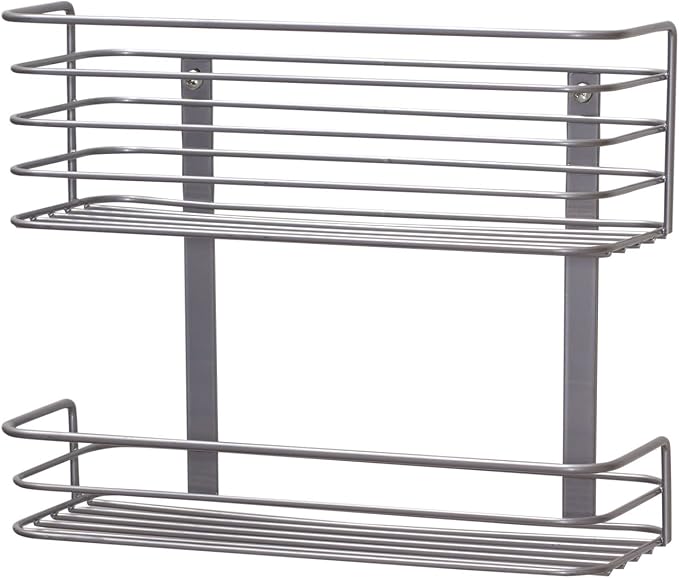 Household Essentials 1228-1 Double Basket Door Mount Cabinet Organizer | Mounts to Solid Cabinet Doors or Wall by HouseholdEssentials