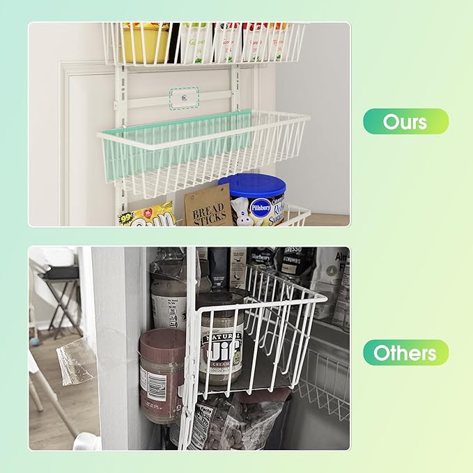 Mefirt White 9-Tier Over The Door Pantry Organizer, Pantry Organization | Pantry Hanging Organizers and Storage, Adjustable Heavy-Duty Metal for Home & Kitchen, Back of Door Seasoning Rack - Image 5