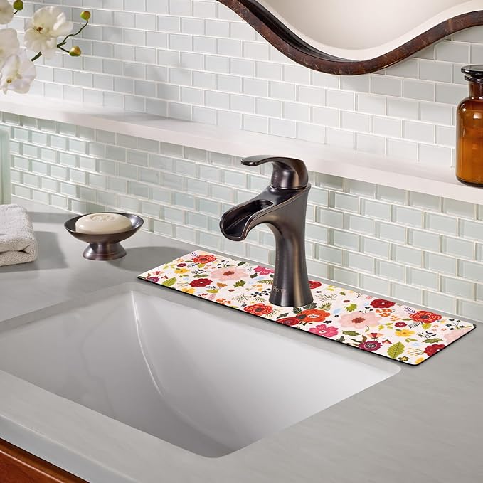 Sink Faucet Absorbing Mat, 2 Pack Drying Mat Around Faucet Sink Splash Guard Behind Faucet Sinkmat For Kitchen Bathroom Island Rv 24 * 5.5 Inch (60 * 14 cm) - Image 7