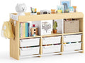 Classroom Storage Organizer with 6 Bins, 3 Shelves and Pegboard, White | 6 pull-out bins, 3 open cubbies, child-height access, easy-clean storage for Kid room,playrooms, classrooms and craft rooms by APEXCHASER