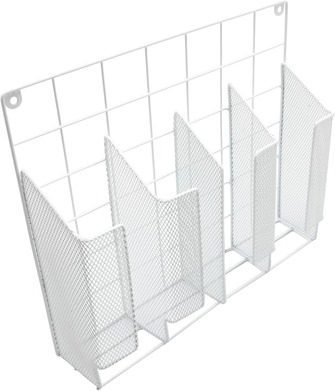 YBM HOME 4-Compartment Wall Mount Kitchen Storage Organizer Holder Basket Pantry Caddy Wrap Rack for Aluminum Foil, Sandwich Bags - White 2232 by YBMHome