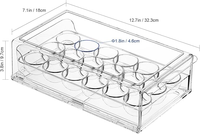 Egg Container for Refrigerator BPA Free Refrigerator Organizer Bins,Stackable Egg Holder for Refrigerator,18 Egg Tray,Clear - Image 4