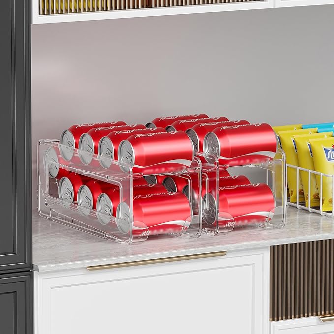 Soda Can Organizer 2Pack, Auto-Roll Dispenser 12oz and Tall Cans | Holds 18 Cans (9 Per Rack), Screwdriver Included, Anti-Slip Rubber Feet, Impact-Resistant Plastic, Fits Most Fridges - Image 7