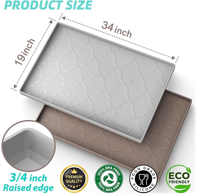 Waterproof Under Sink Mat 34" x 19" Cabinet Protector Silicone Mat | Heavy Duty Deep Drip Tray, Extra Thick Non Slip Liner for Kitchen & Bathroom, Pets, Organizer, Storage, Boots, Home Essential - Image 2