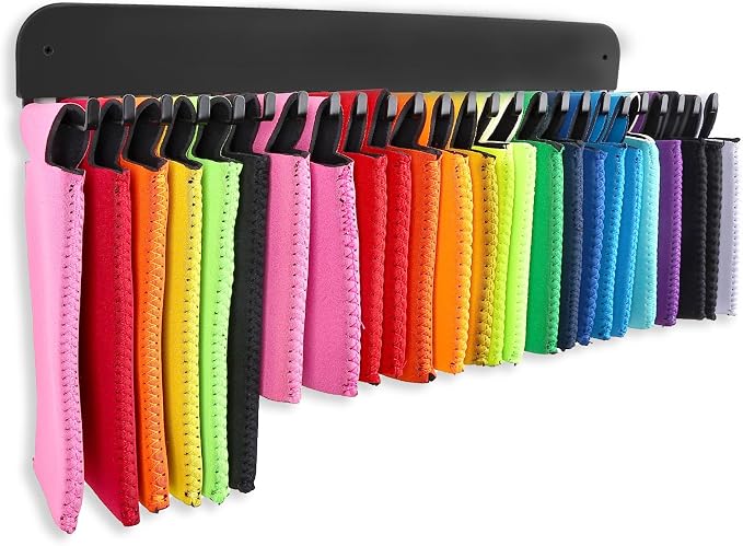 RESOVO Can Cooler Sleeves Holder Magnetic for Fridge, Beer Sleeves Dispenser Organizer for Storage w/ 25 Hooks, with Screws for Wall Mounted, for Holidays Wedding Party - Image 9