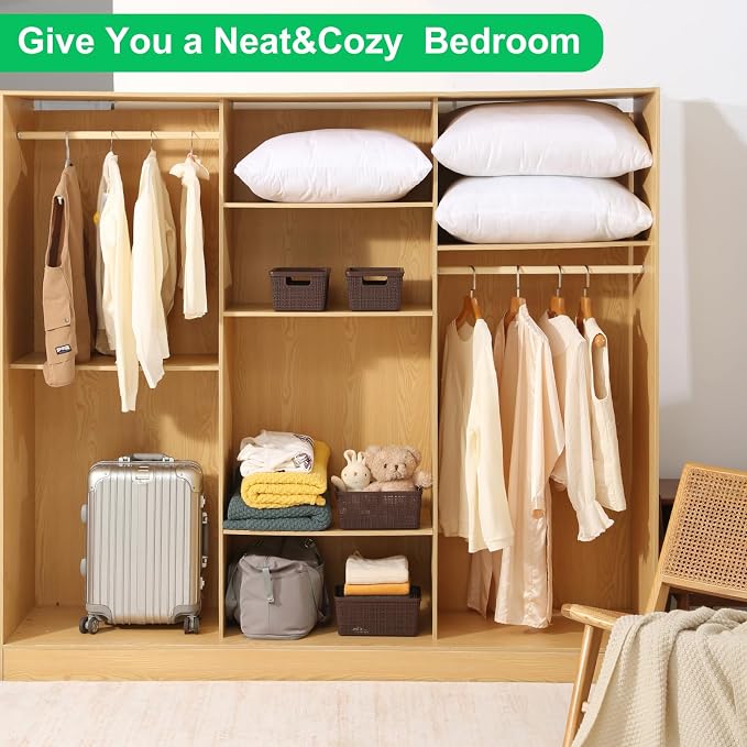 6 Pack Plastic Storage Baskets with Lid,Brown Stackable Bins | Durable Woven Plastic With handle Breathable,Save space ,For Organizing Desktops, Closets, Playrooms, Classrooms, Offices - Image 5