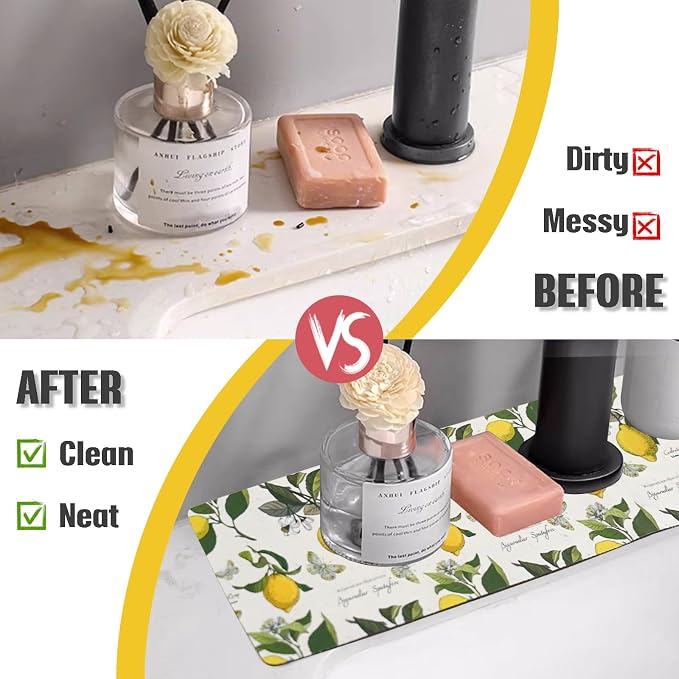 Sink Faucet Absorbing Mat, 2 Pack Drying Mat Around Faucet Sink Splash Guard Behind Faucet Sinkmat For Kitchen Bathroom Island Rv 15 * 5.5 Inch (38 * 14 cm) - Image 5