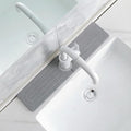 Diatomite Faucet Mat for Kitchen Sink, Quick-Dry Stone-Like Sink Mat, Flat Lay Absorbent Countertop Drying Mat for Faucet Area, Hard Diatomite Mat, Gray, 15.8 x 4 in by SUXLINA