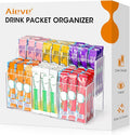 AIEVE Drink Packet Organizer, 2-Tier Water Flavor Packet Holder for Pantry Storage, Acrylic Drink Mix Organizer Hydration Powdered Mixes Holder Container for Cabinet Kitchen Storage by Aieve
