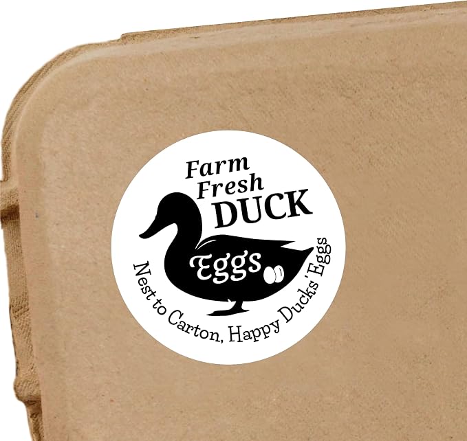 120 Duck Egg Carton Labels Stickers | White | Farm Fresh Eggs | 4 6 12 15 18 30 48 50 Count - Basket Box Container Extra Organizer Farm Supplies - Image 3