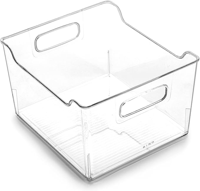 BINO | Clear Storage Organizer | THE LODGE COLLECTION | Containers for Organizing with Handles| Pantry & Kitchen Organization | Fridge Organizer | Bathroom Organizer | Storage Bins For Shelves Cabinet by BINO