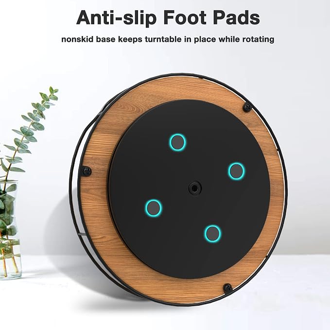 Lazy Susan Turntable Organizer with Anti-Slip Mat for Cabinet Pantry Kitchen Countertop Refrigerator Office, Pine Wood, 13", Carbonized Black - Image 7