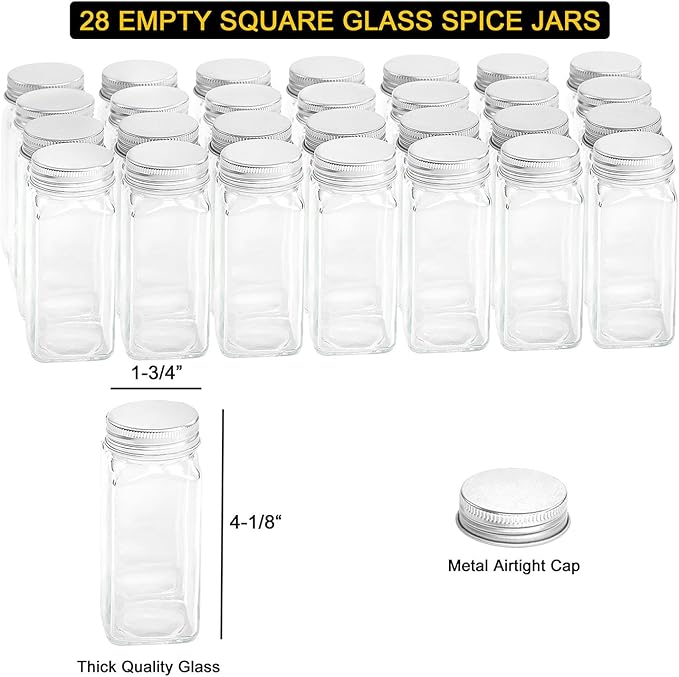 SpaceAid Spice Rack Organizer with 21 Spice Jars, 386 Spice Labels, Chalk Marker and Funnel Set for Cabinet, Countertop, Pantry, Cupboard or Door & Wall Mount - 21 Jars, 13.4" W × 9" H, White - Image 4