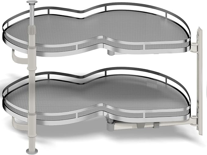Blind Corner Cabinet Pull Out Organizer, Soft Close Swing Right Pull Out Cabinet Organizer 30inch, Corner Cabinet Lazy Susan for Blind Shelf, 2 Tiers Tray, Adjustable Height by Kinchoix