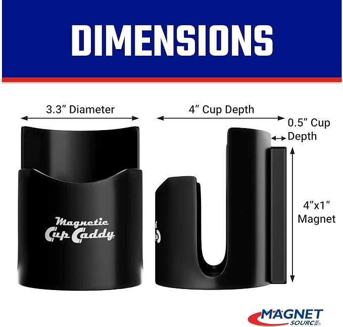 Master Magnetics Magnetic Cup Holder - Caddy for Bottles, Glasses, and Cans - Fits on Fridge, Lawnmower, Forklift, Cart, or Ladder - Heavy-Duty Magnet - Image 2
