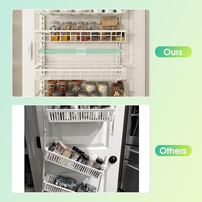 Mefirt 12 Inch Wide Narrow Over The Door Pantry Organizer 6-Tier Black | Pantry Hanging Organizers and Storage, Adjustable Heavy-Duty Metal for Home & Kitchen, Back of Door Seasoning Rack - Image 6