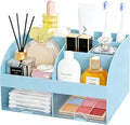 Makeup Organizer with 2 Drawers, Cosmetic Storage for Dresser Vanity and Bathroom Countertop,Make up organization and Skincare Storage with Beauty Brush Holder, Cosmetic Display Case (Blue) by DIRZHX