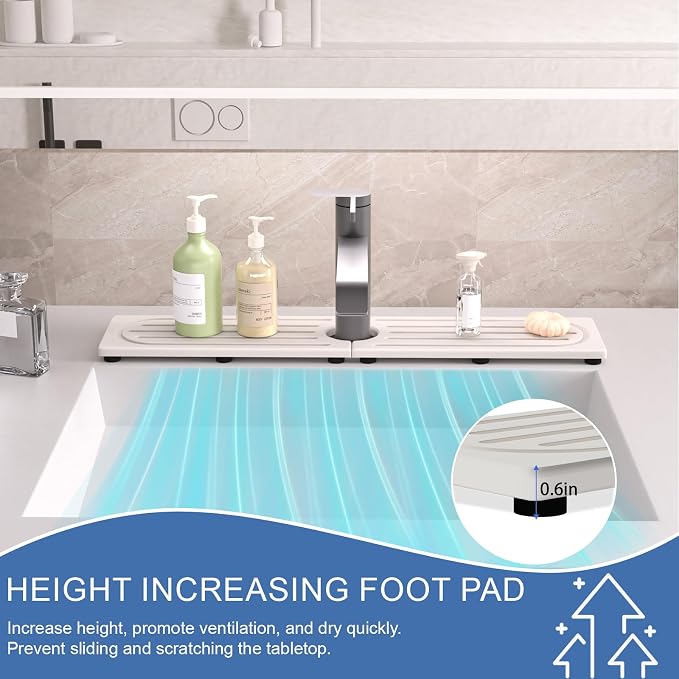 Stone Faucet Mat for Kitchen Sink, Water Absorbing Sink Water Splash Guard, Fast-Drying Kitchen Sink Faucet Mat, Durable Protector and Stone Drying Mat for Kitchen Counter & Bathroom Sink - Image 8