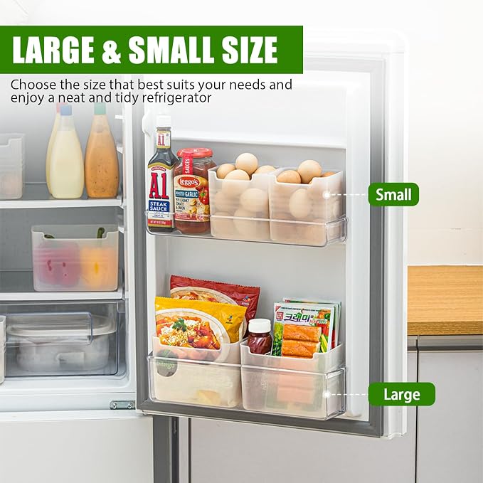 5 Pack Refrigerator Organizer Box, Plastic Refrigerator Side Door Storage Containers, Space-Saving Organizer Bins for Refrige, Refrige Drawers for Fruit and Vegetable (Clear,S×3+L×2) - Image 5