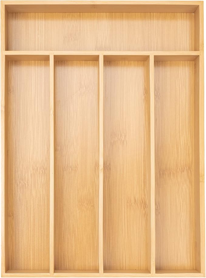 Besilord Silverware Organizer Kitchen Drawer Organizer Utensil Organizer Bamboo Silverware Holder Cutlery Organizer in Drawer Flatware Organizer Tray(5 slots, Natural by Besilord