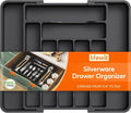 Lifewit Utensil Organizer for Kitchen Drawer, Expandable Cooking Silverware Tray, Adjustable Cutlery Flatware Holder, Plastic Spatula Tools Storage Divider, 11.8-19.6 x 15", Black by Lifewit