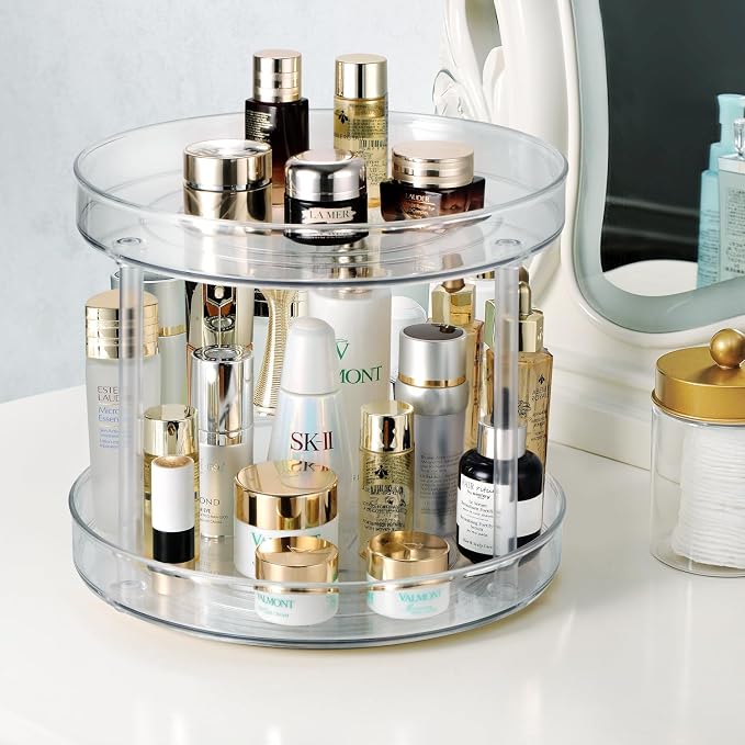 Amolliar 2 Tier 11" Lazy Susan, Rotating Turntable Organizer for Cabinet, Kitchen, Fridge, Countertop, Bathroom, Pantry Organizer Storage, Spice Spinner Rack for Condiment, Snack, Under Sink Organizer - Image 5