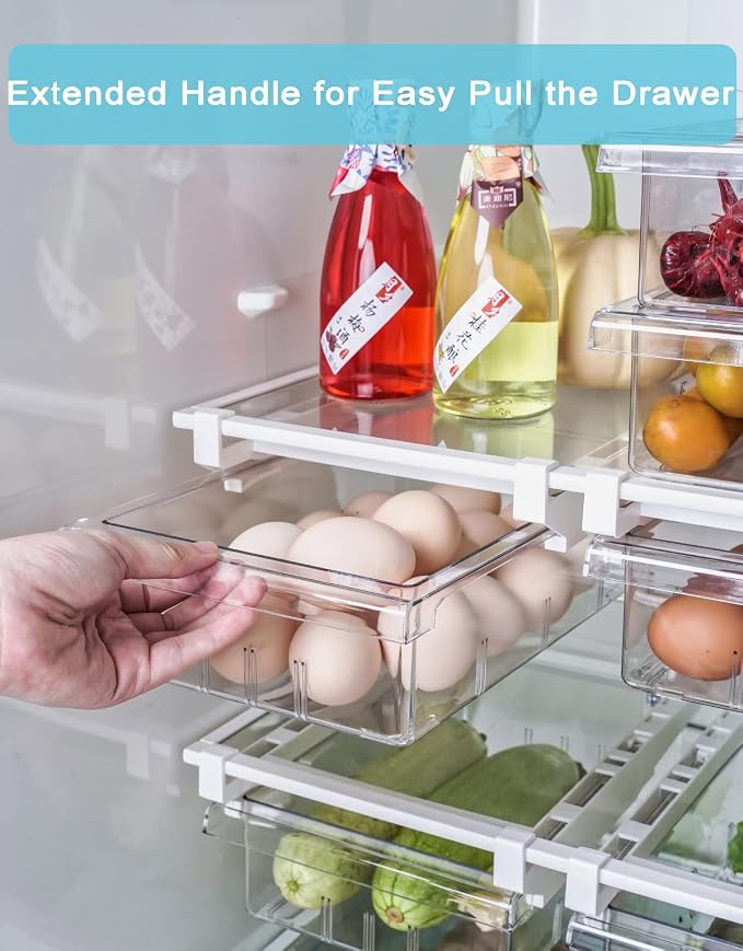 1Pack Refrigerator Organizer Bins Refrigerator Drawer Fridge Organizers | 1Pack Refrigerator Organizer Fridge Egg Drawer, Pull-out Fridge Storage Box Refrigerator Egg Drawer - Image 4