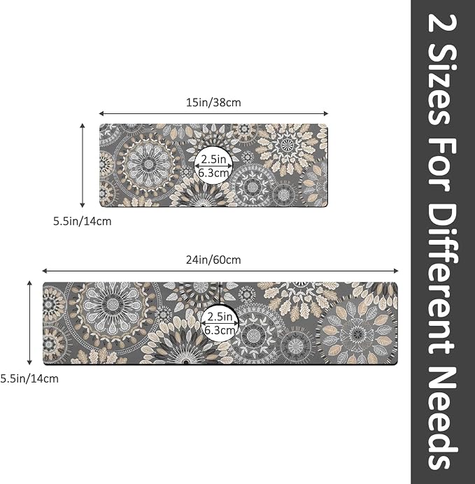 2PCS 24" X 5.5" Kitchen Sink Splash Guard Faucet Mat Mandala Super Absorbent Fast Drying Faucet Guard & Draining Mat Sink Splash Guard Behind Faucet for Kitchen, Bathroom - Image 2