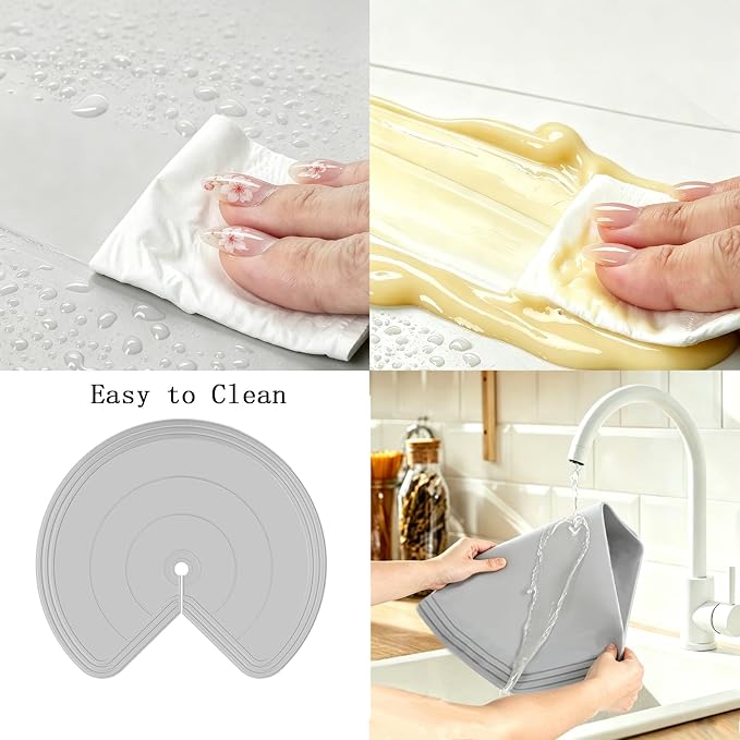 2 Pack Silicone Lazy Susan Shelf Liner, Non-Slip Heat Resistant Shelf Liner for Lazy Susan Turntable, Kitchen Corner Base Cabinet, Refrigerator and Drawer - Easy to Clean, Waterproof, Reusable Pad - Image 4