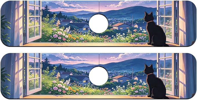 2 Pcs Kitchen Sink Splash Guard Faucet Mat Windowsill Cat Pattern Faucet Mat for Sinks Flower Absorbing Drying Mats for Kitchen Bathroom - Image 8