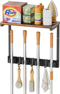 Broom Holder Wall Mount with Cleaning Supplies Organizer, Laundry Room Organization and Storage Shelves, Mop Hanger Broom Rack with Hooks, Home Improvement Kitchen Shelf Garage Organizer by Olakee