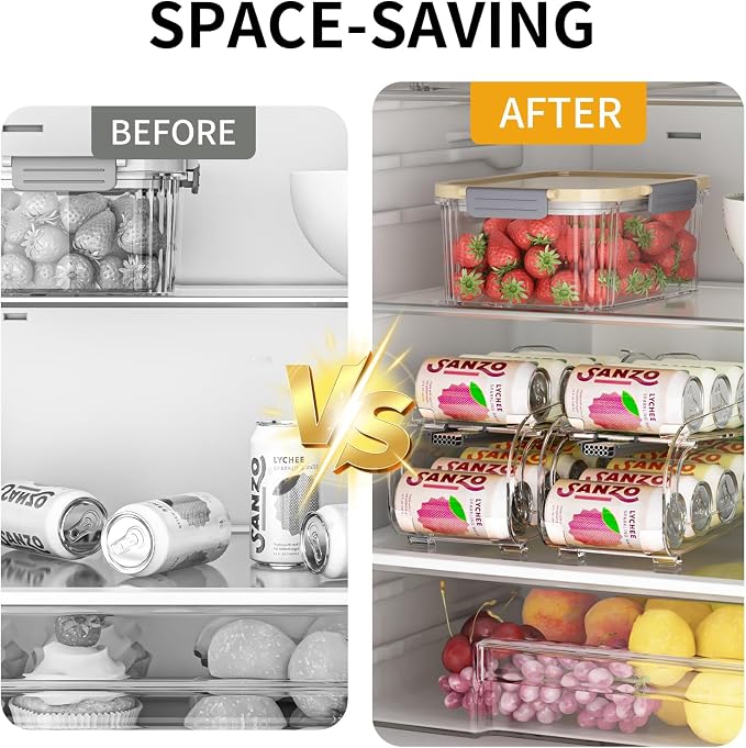 Drink Organizer for Fridge, Soda Can Organizer Dispenser for Refrigerator with Automatic Rolling,Organize Standard Size 11.15oz or 12oz Cans Drink,Save Space for Fridge、Kitchen、countertop - Image 3