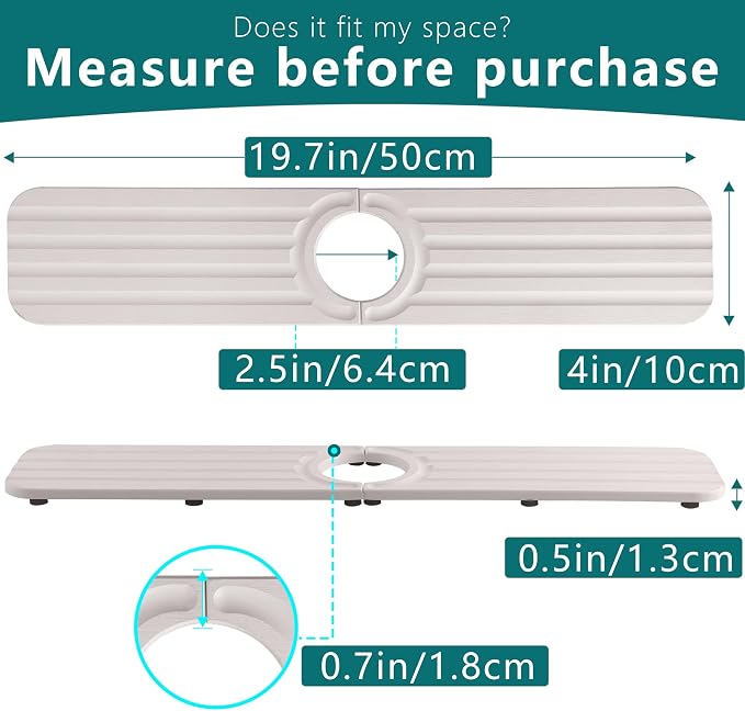 Water Absorbing Stone Kitchen Sink Mat Faucet Splash Guard for Bathroom | Quick Dry, Raised Feet, Diatomaceous Earth, Stone Faucet Mat, Sink Protector for Counter, Sink Accessories, Bathroom Decor - Image 2