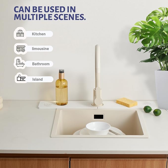 Stone Faucet Mat for Kitchen Sink Diatomite Stone Drying Mat | Sink Splash Guard Water Absorbing Stone Tray for Sink, Counter Protector Matt for Kitchen & Bathroom - Image 7