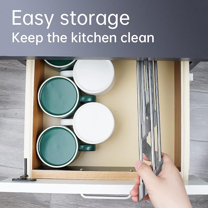 Tomorotec Triangle Roll-Up Dish Drying Rack for Sink Corner Small Foldable Stainless Steel Over The Sink Multipurpose Kitchen Drainer Caddy Organizer Storage Space Saver Shelf Holder (Gray) | BPA-Free Food-Grade Silicone Edges Foldable Waterproof Rustp... - Image 6