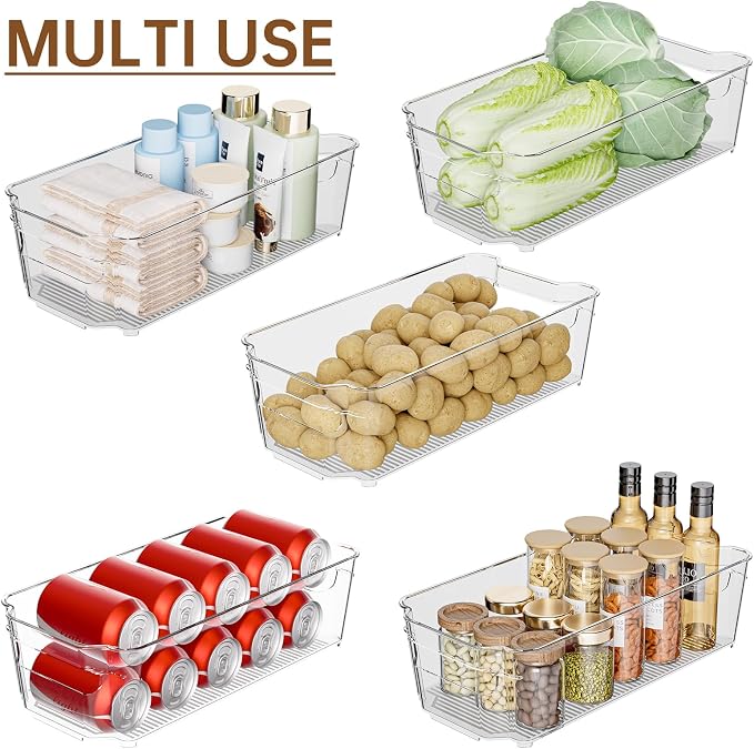 Clear Fridge Organizer, Refrigerator Organizer Bins with Handle, Freezer, Kitchen Cabinet, Pantry Organization, BPA Free Fridge Organizers (12.4 inch 8 Pack) - Image 8