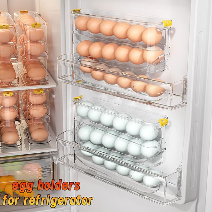 Egg Container for Refrigerator Clear Stackable Egg Holder for Kitchen Storage and Organization (Transparent, 3 Tier) - Image 3