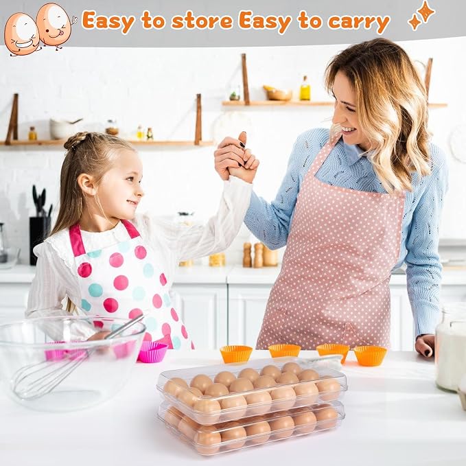 Egg holder for fridge - deviled egg containers with lid, Clear Stackable Plastic Egg Holder, Space-Saving 18 Egg refrigerator Organizer (Clear, Pack of 01) - Image 7