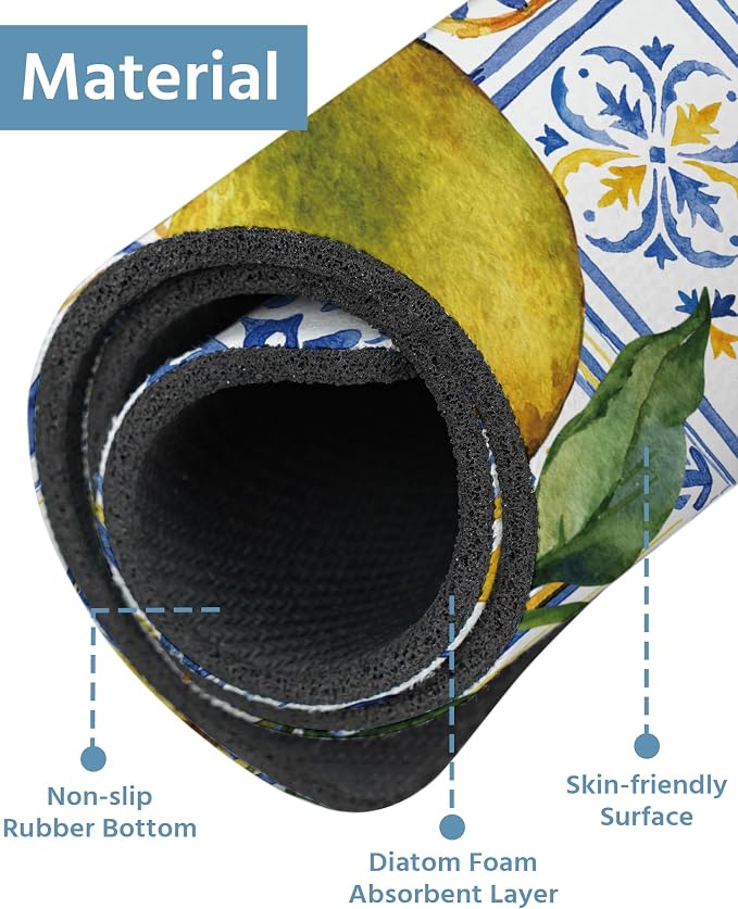 Patterned Sink Faucet Mat Kitchen Splash Guard Super Absorbent Drying Mat, Non-Slip Drain Pad for Kitchen Counter or Bathroom-24x5.5in - Image 4