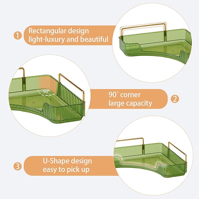 Corner Bathroom Counter Organizer Bathroom Countertop Shelf Makeup Organizer for Vanity Perfume Tray for Corner Storage (3 Tiers, Green) - Image 3