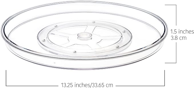 primebox 13.25" Lazy Susan Organizer. 360 Degree Rotating Turntable for Cabinets, Fridge, Pantry, Bathroom, Under Sink Organizing, Countertops, Vanity, Organizer for Spices Clear 4 Pack - Image 3