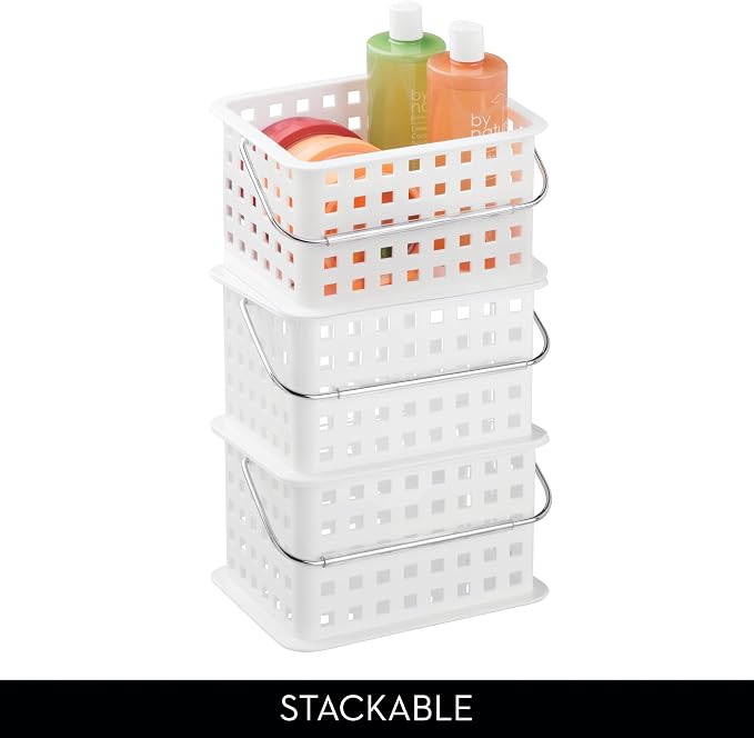 iDesign Portable Shower Caddy Basket with Handle, White | For College Dorm or Bathroom, Made in USA - Image 5